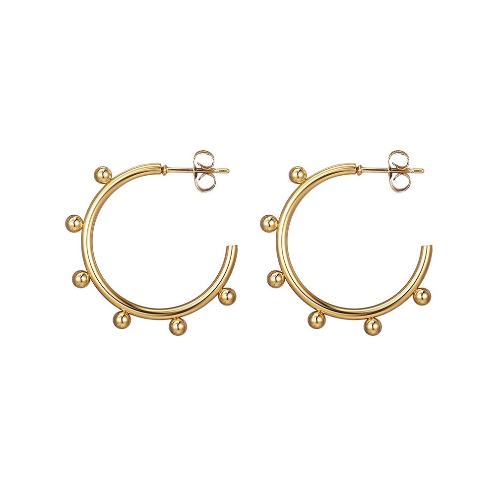Women's Titanium-Steel Earrings: New Round C-Shaped Hoops