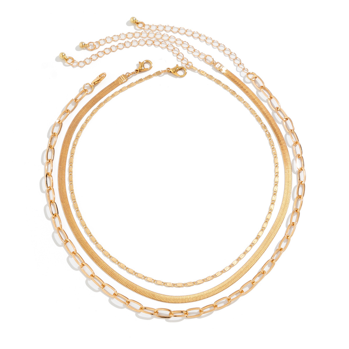 Snake Bone Chain Contrast Color Necklace for Women Rhinestone Multi-layer Heart Necklace