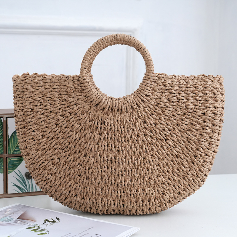 Large Woven Bag Handbag Large Capacity Straw Bag Casual Travel Beach Bag Women's Handbag