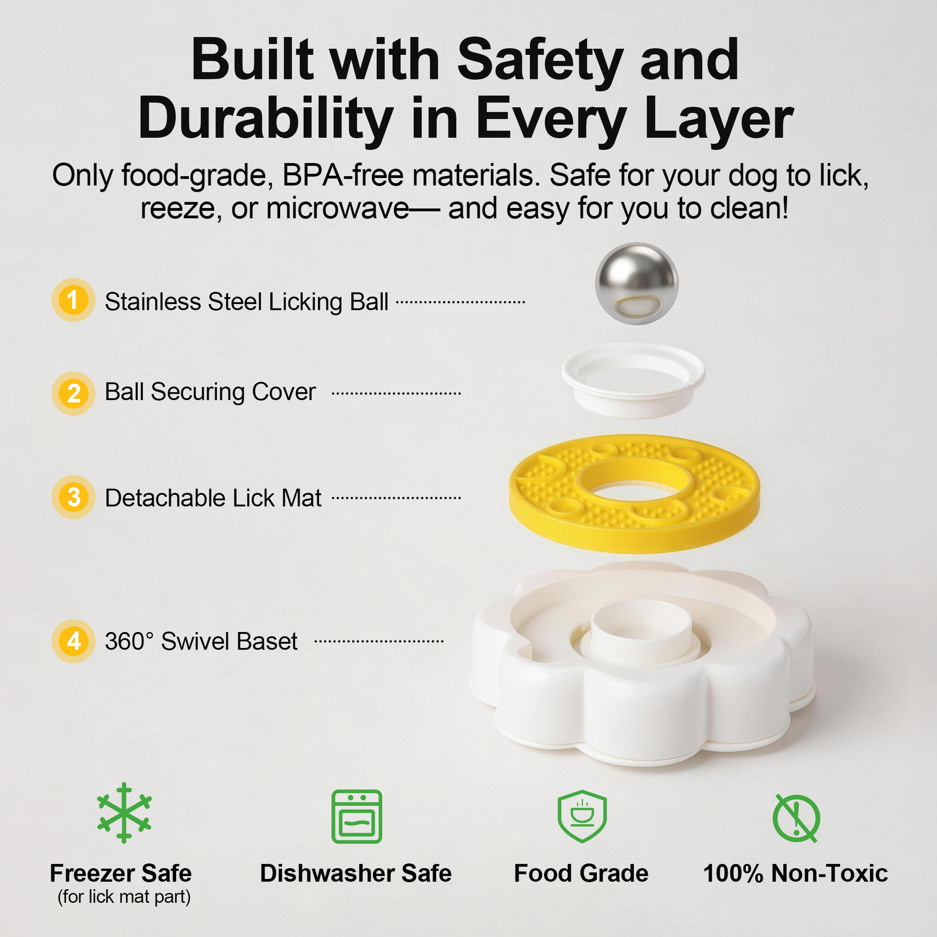 afp Rotating Detachable Stainless Steel Ball Pet Licking Pad Self-entertainment Relieve Boredom Anti-choking Slow Feeding Interactive Slow Feeder Toy