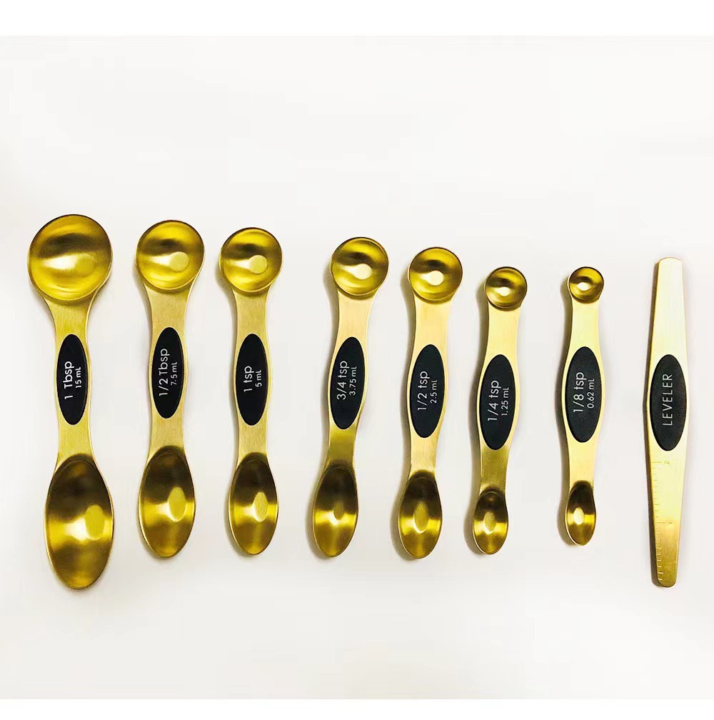 FCM Magnetic Overlapping 430 Stainless Steel Double Head Measuring Spoon Set with Scale Multifunctional Measuring Spoon