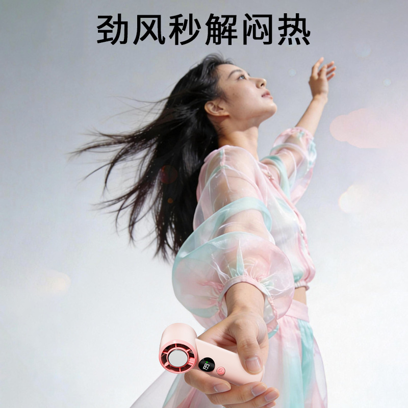 Mini Pocket Air Conditioner Screen Display Handheld Fan USB Rechargeable Turbo Ice Compressor Cooling Outdoor Small Fan