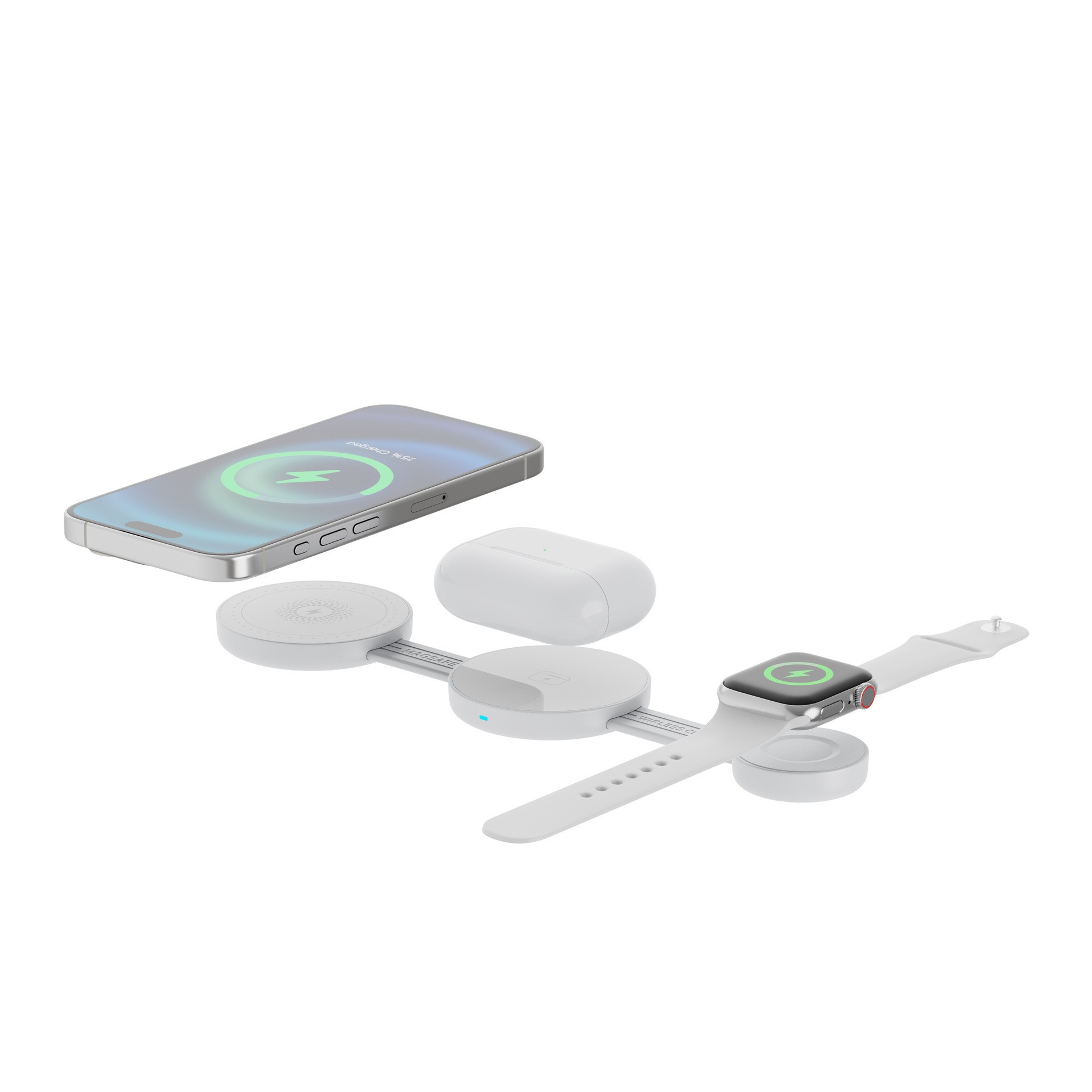 Office Desktop Three-in-One Foldable Magnetic Wireless Fast Charging Portable Multifunctional Phone Magnetic Wireless Charger