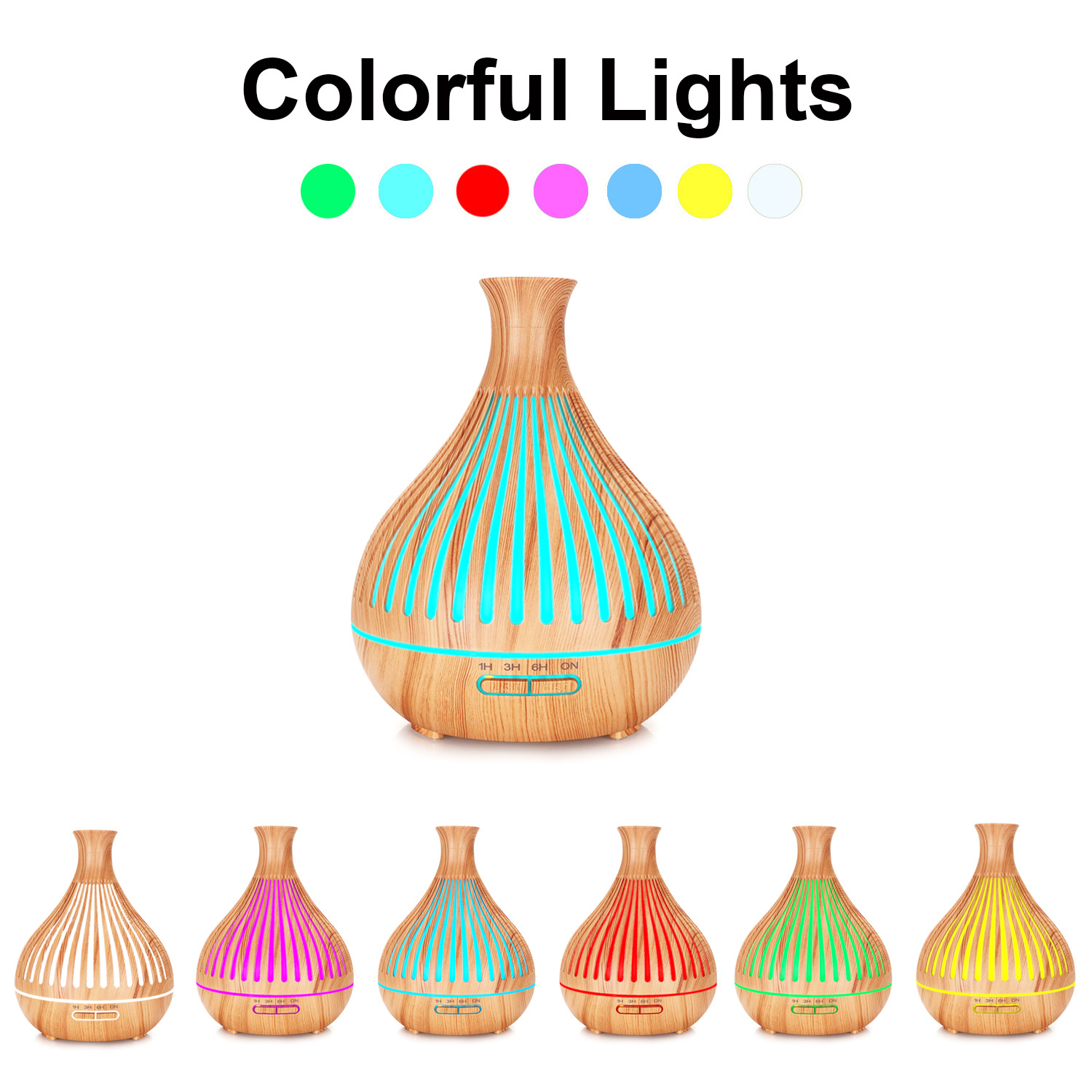 Original 400ml Wood Grain Vase Aromatherapy Spray Humidifier Vertical Stripes Hollow Aromatherapy Diffuser