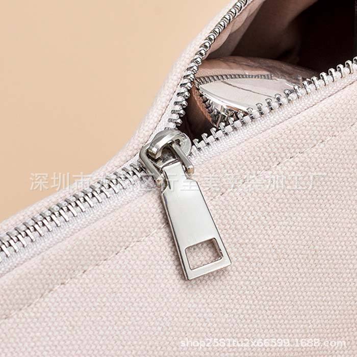 Custom design logo printing plain color organizer zipper cotton canvas bag bathroom travel makeup bag