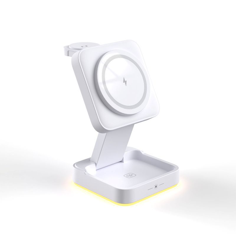 Desktop Phone Stand Foldable Vertical Compatible with Apple 3-in-1 Magnetic 15W Phone Wireless Charger
