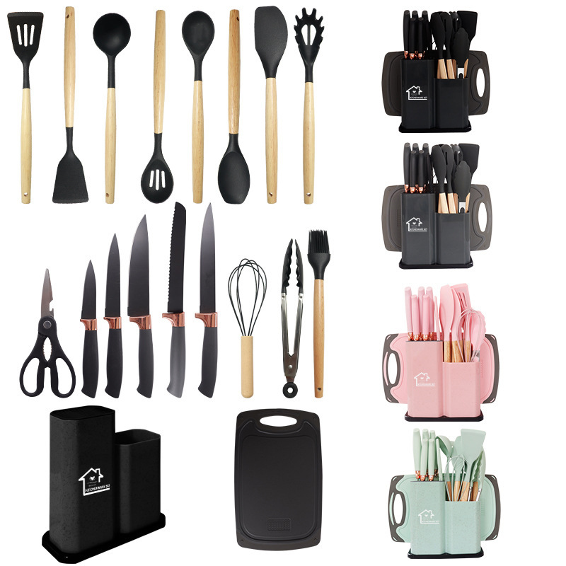 Silicone Spatula and Soup Spoon 19-Piece Set Non-Stick Silicone Spatula Multifunctional Silicone Kitchenware Knife Set