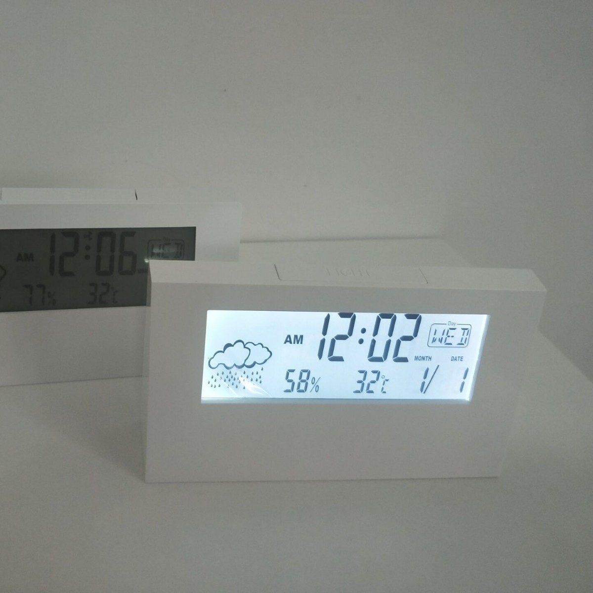 Temperature and Humidity Clock, Weather Display, Night Light Small Alarm Clock, Transparent Electronic Alarm Clock