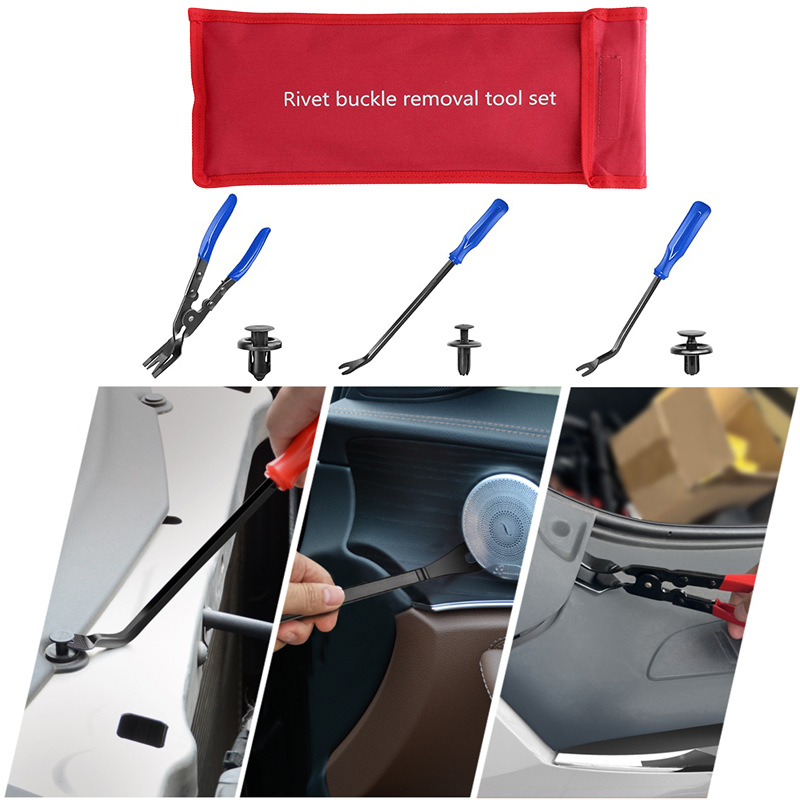Automotive Tool Lamp Pliers Glue Clip Screwdriver 3-Piece Plastic Clip Removal Car Downward Press Glue Clip Pliers