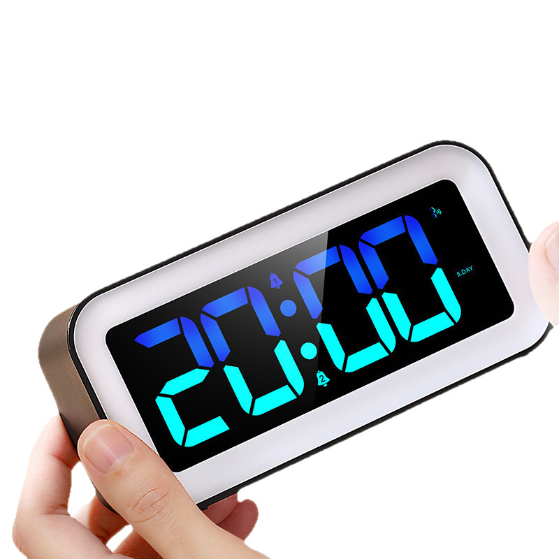 2025 RGB colorful seven-color LED lamp desktop large digital display table clock desktop luminous table clock