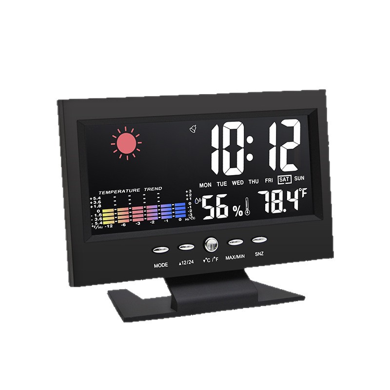 Smart Large Screen Perpetual Calendar Color Screen Weather Forecast Temperature and Humidity Electronic Clock Voice Control Alarm Clock Weather Clock