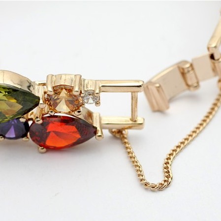 Colorful zirconia Mona Lisa series set, earrings, bracelet, necklace three-piece set, bridal wedding