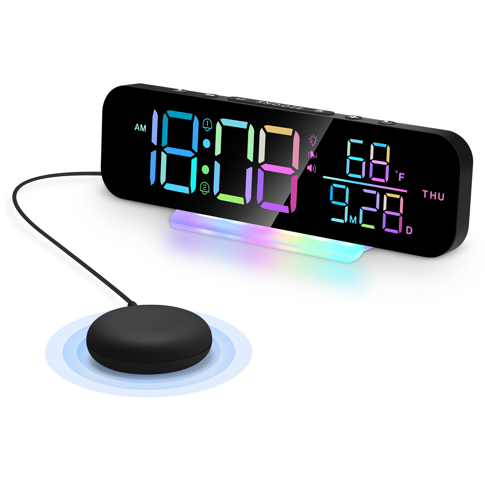 2025 new product LED colorful vibration electronic clock living room large screen digital display table clock perpetual calendar wall clock modern simple