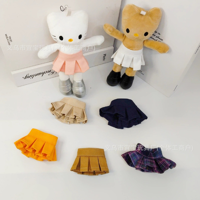 Cute Long Leg KT Cat Plush Pendant Pleated Skirt Cute Short Skirt Doll Plush Toy Keychain Accessory