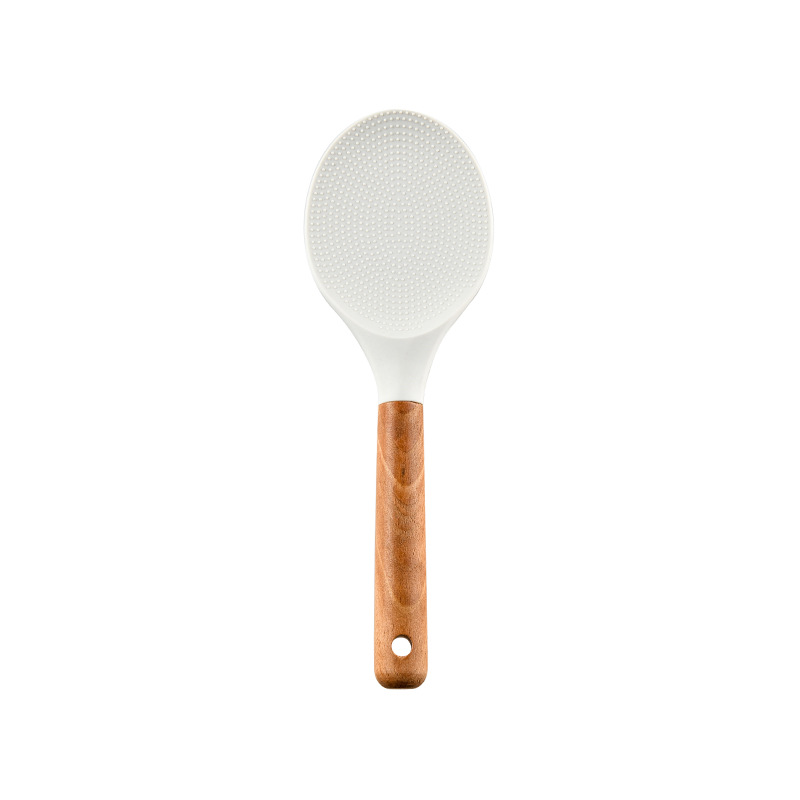 Wood Handle White Silicone Kitchenware Set 12-Piece Set Nordic Simple Non-Scratch Pan Kitchen Tool Set