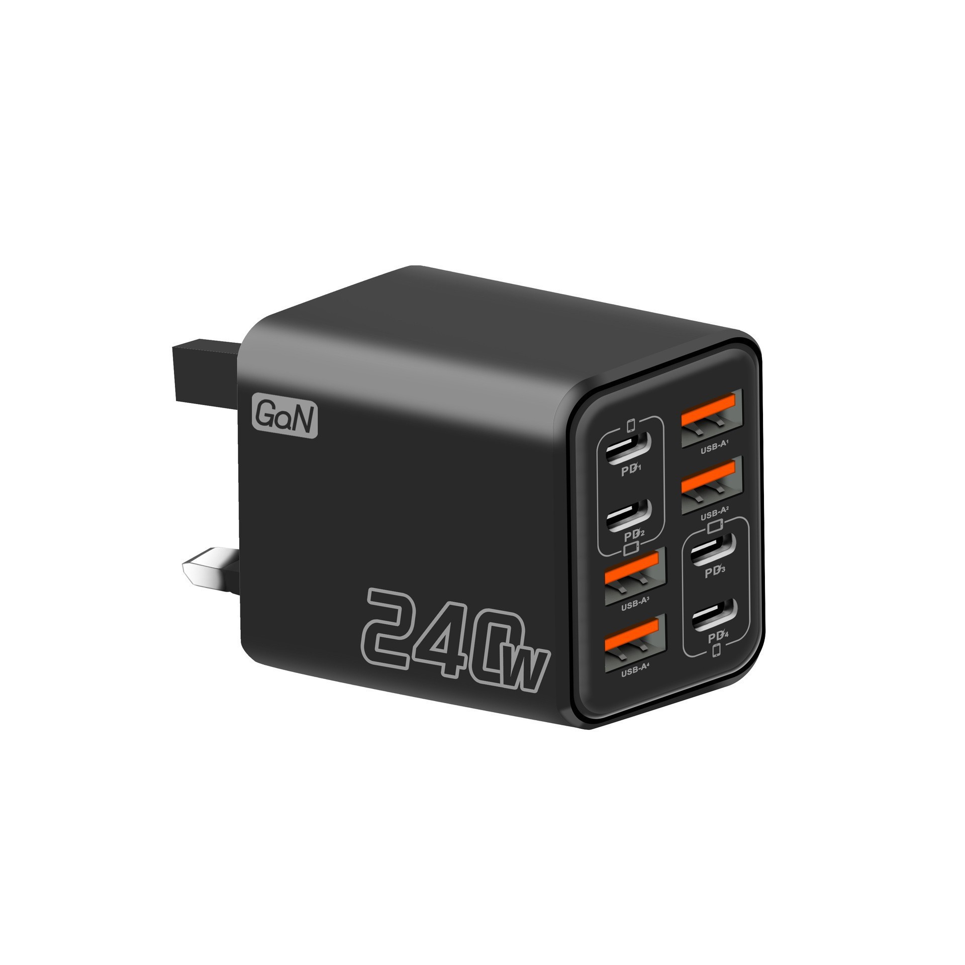 New 240W multi-port charger 4USB+4Type-C UK standard PD phone adapter