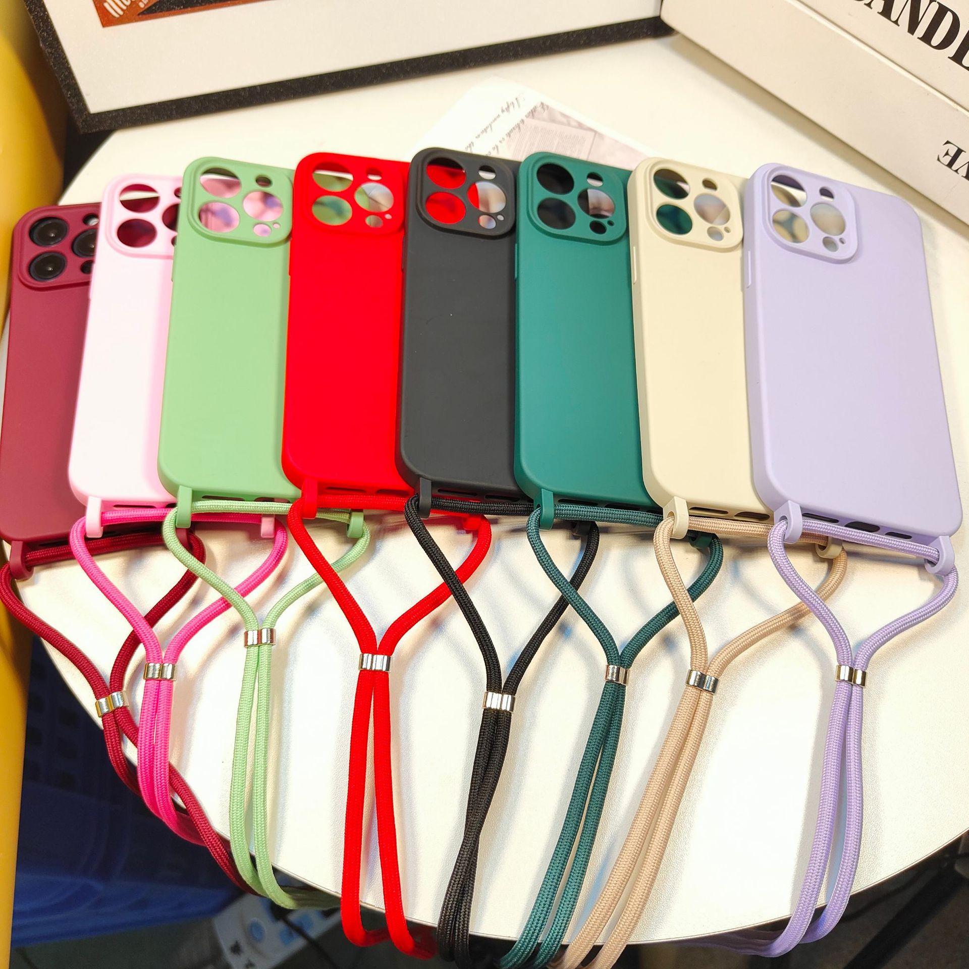 Liquid skin feel iPhone 16 phone case Apple 15 Pro Max adjustable diagonal lanyard 13/14 compatible