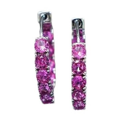 Red Corundum Spinel Zirconia Earrings Synthetic Colorful Gemstone Light Blue Topaz Circle Ear Cuff Women's
