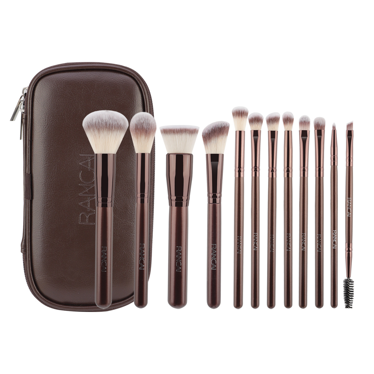 12 Pieces Black PU Zipper Bag Makeup Brush Set Soft Loose Powder Foundation Brush Eyeshadow Brush Makeup Tool