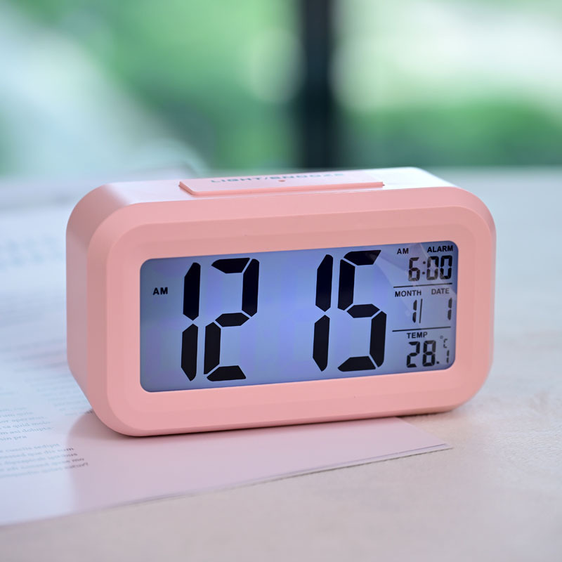 Student Alarm Clock Large Screen LCD Desktop Night Light Digital Display Smart Light Sensing Electronic Clock Gift Smart Clock