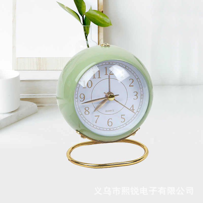 Metal Alarm Clock Dome with Night Light Children Student Desktop Bedside Silent Clock