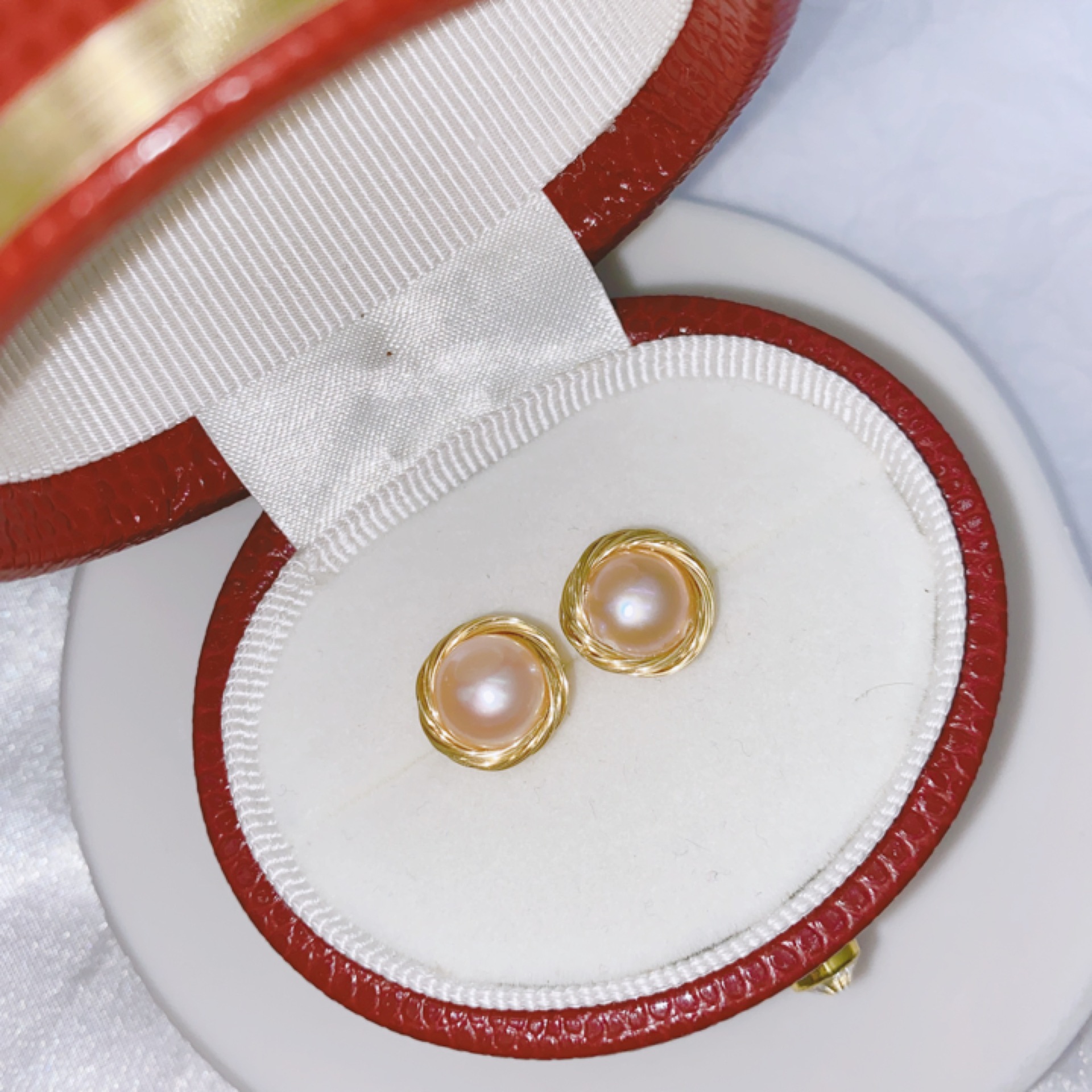 Handmade Natural Freshwater Suzhou Bread Pearl 925 Needle Copper Gold-Filled Wire Wrapped Antique Earrings Women