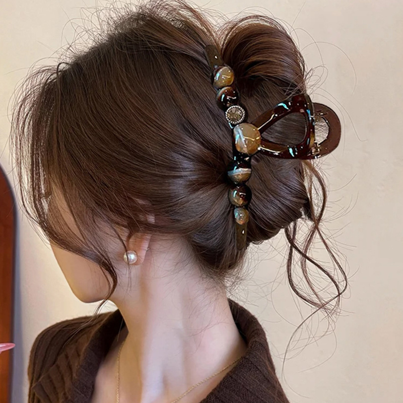 Brown large claw clip for women back of head bun clip for thick hair hair clip hair accessory