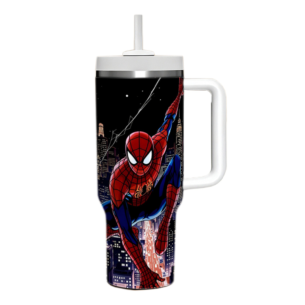 Spider-Man 40OZ stainless steel thermal cup car cup with handle car ice霸 cup