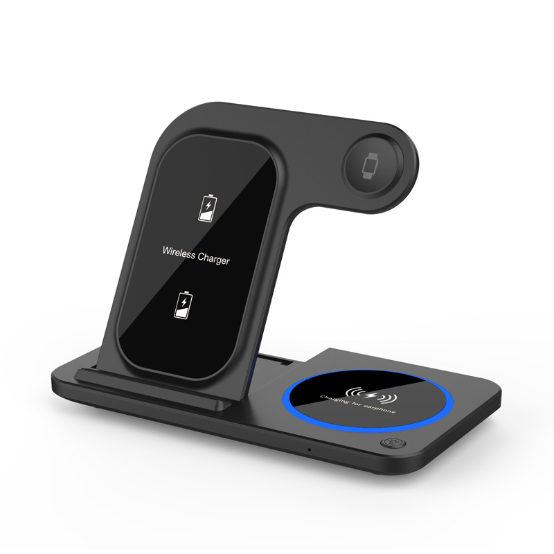 New wireless charging three-in-one fast charging desktop vertical stand compatible with Apple phone charger magnetic