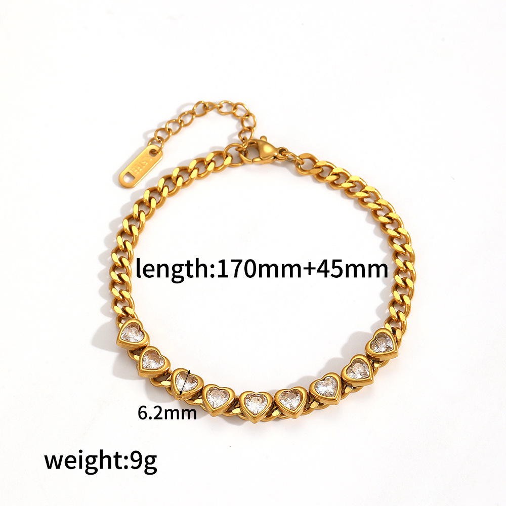 Diamond inlaid love zircon stainless steel bracelet women pink diamond nk chain bracelet hand jewelry