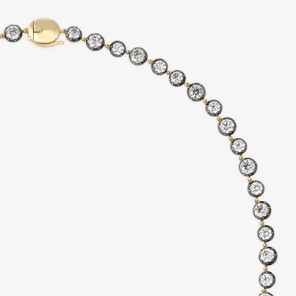 Staggered Bubble Drill Black Gold Necklace S925 Silver Gold-Plated 18K Gold Sparkling Exquisite Niche Zircon