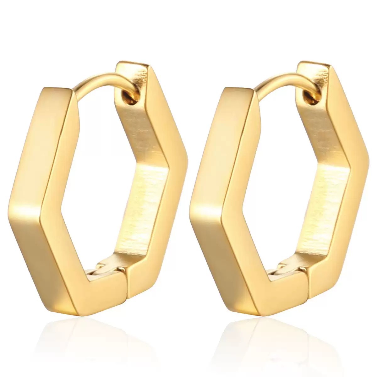 Exclusive stainless steel ear clips for women, hand-polished geometric earrings, furnace real gold ear accessories