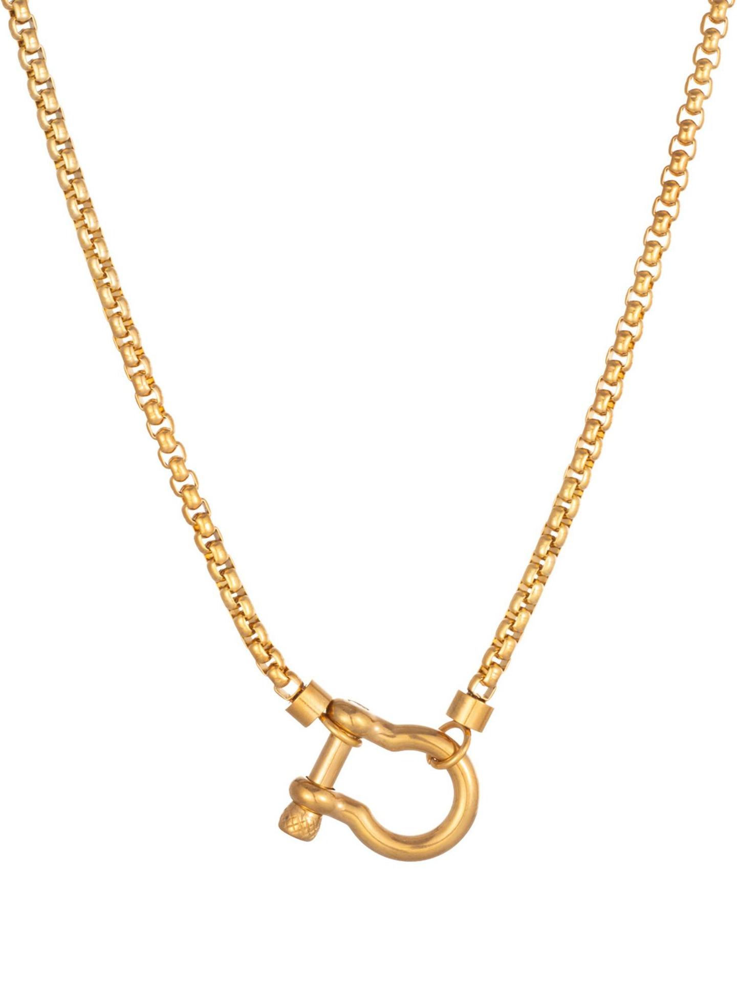 New style carabiner necklace 18K gold-plated stainless steel box chain necklace for couples men and women