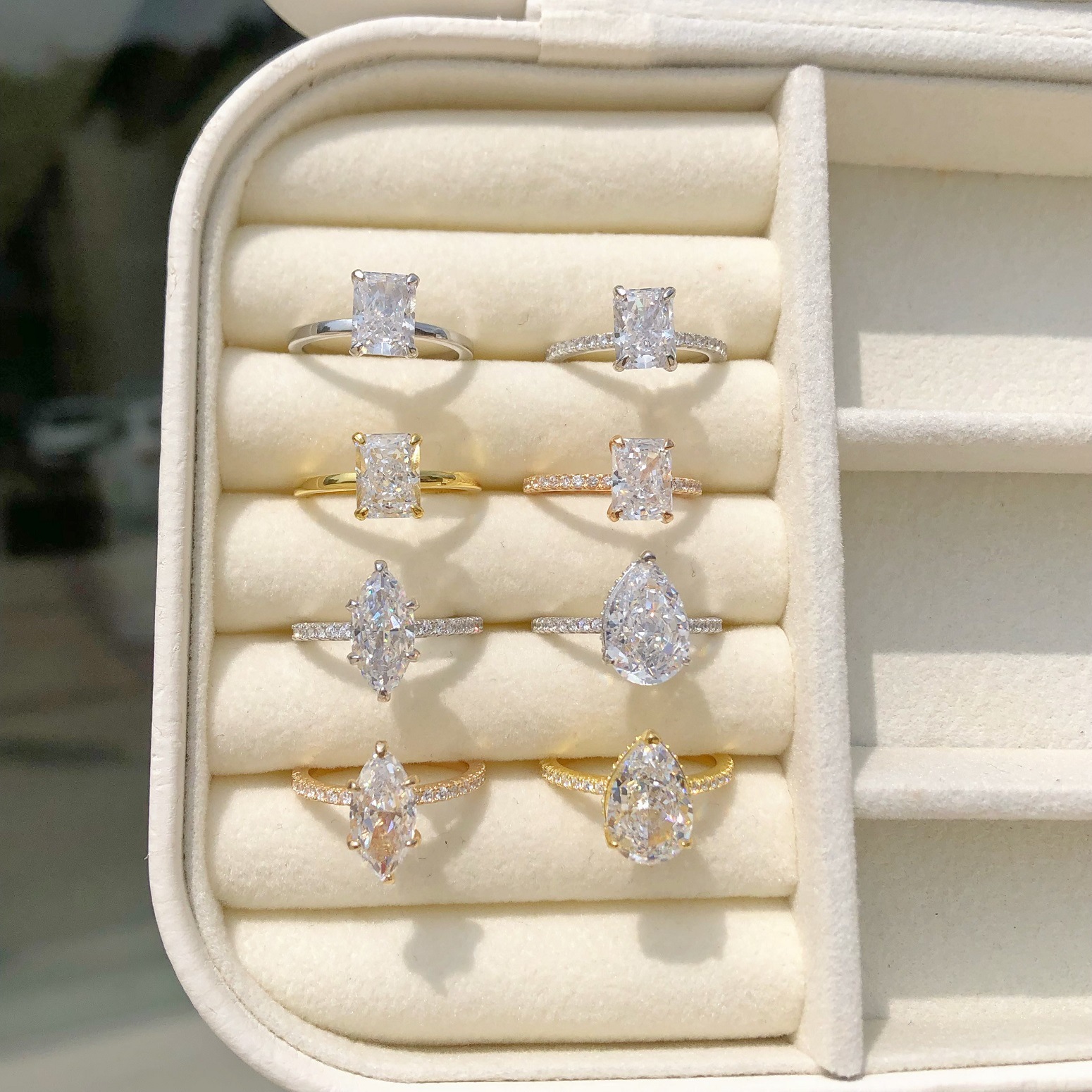 Small S925 sterling silver ring for women, radiant ice-cut 8A zircon high-carbon diamond imitation diamond ring