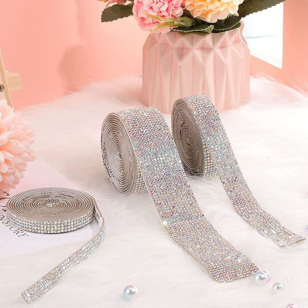 Rhinestone strip self-adhesive phone car hot melt rhinestone DIY decoration rhinestone with adhesive rhinestone drill decoration multiple rows optional
