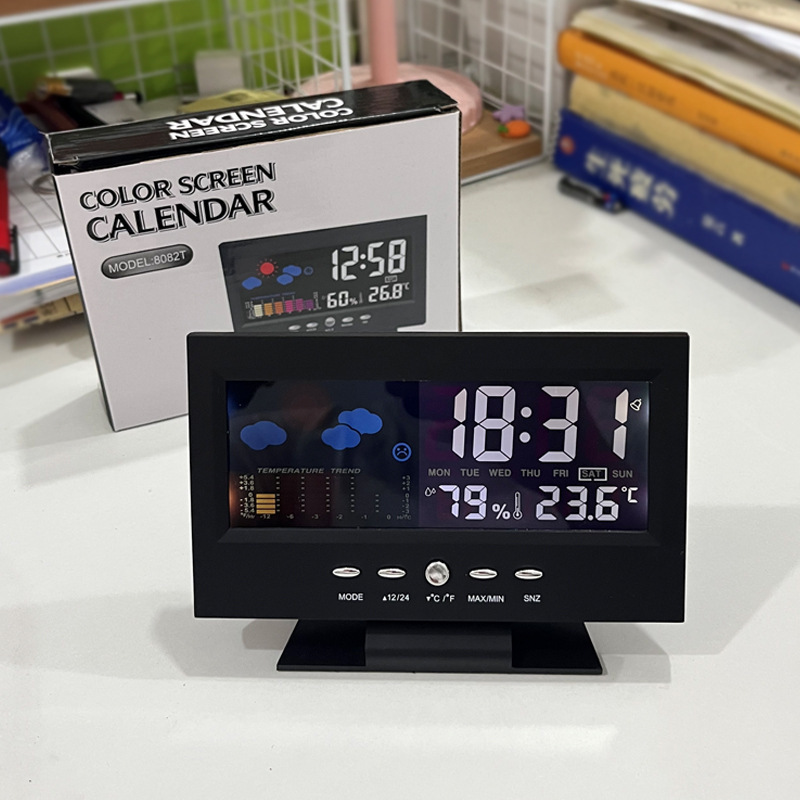 Custom production luminous alarm clock weather color screen weather forecast clock household electronic clock with perpetual calendar desk clock