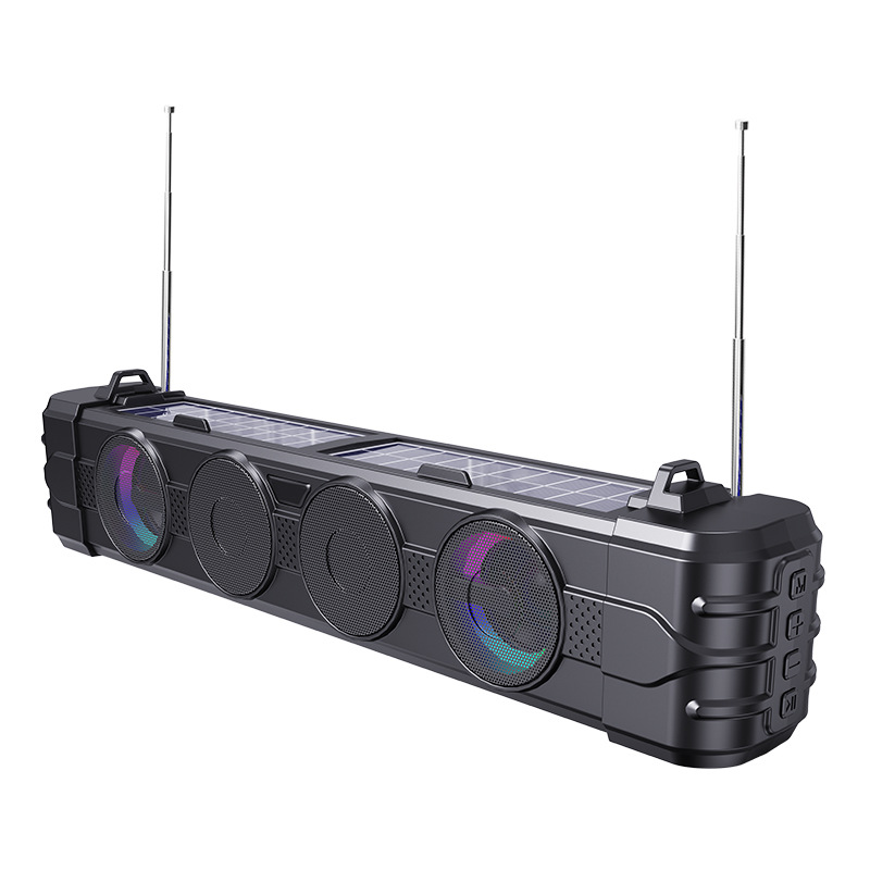Soundbar Bluetooth Speaker Strip with Color Lights Desktop Outdoor Solar Bluetooth Speaker Subwoofer