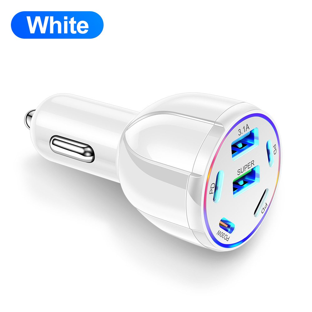 6-in-1 USB+PD Car Phone Charger 3.1A Fast Car Charger