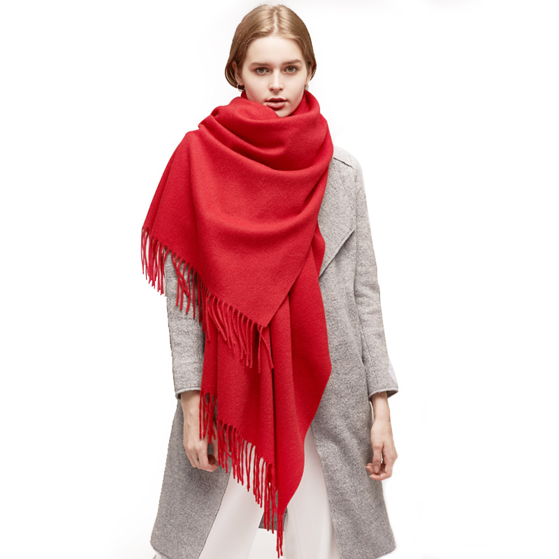 Inner Mongolia pure cashmere solid color water wave women's scarf autumn and winter warm solid color shawl cape