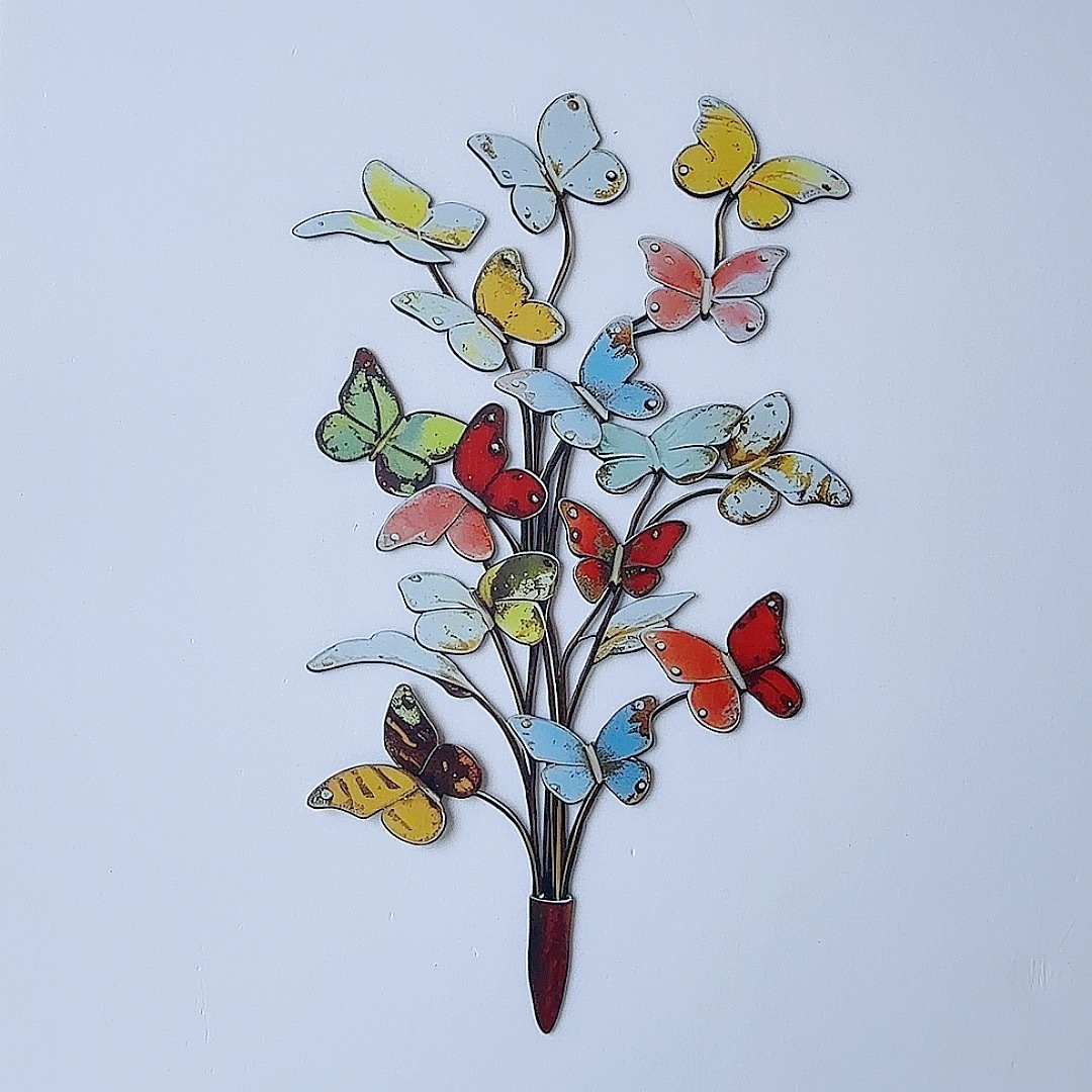Iron Butterfly Ground Insert Garden Courtyard Decoration Outdoor Potted Plant Lawn Colorful Metal Insert Sign