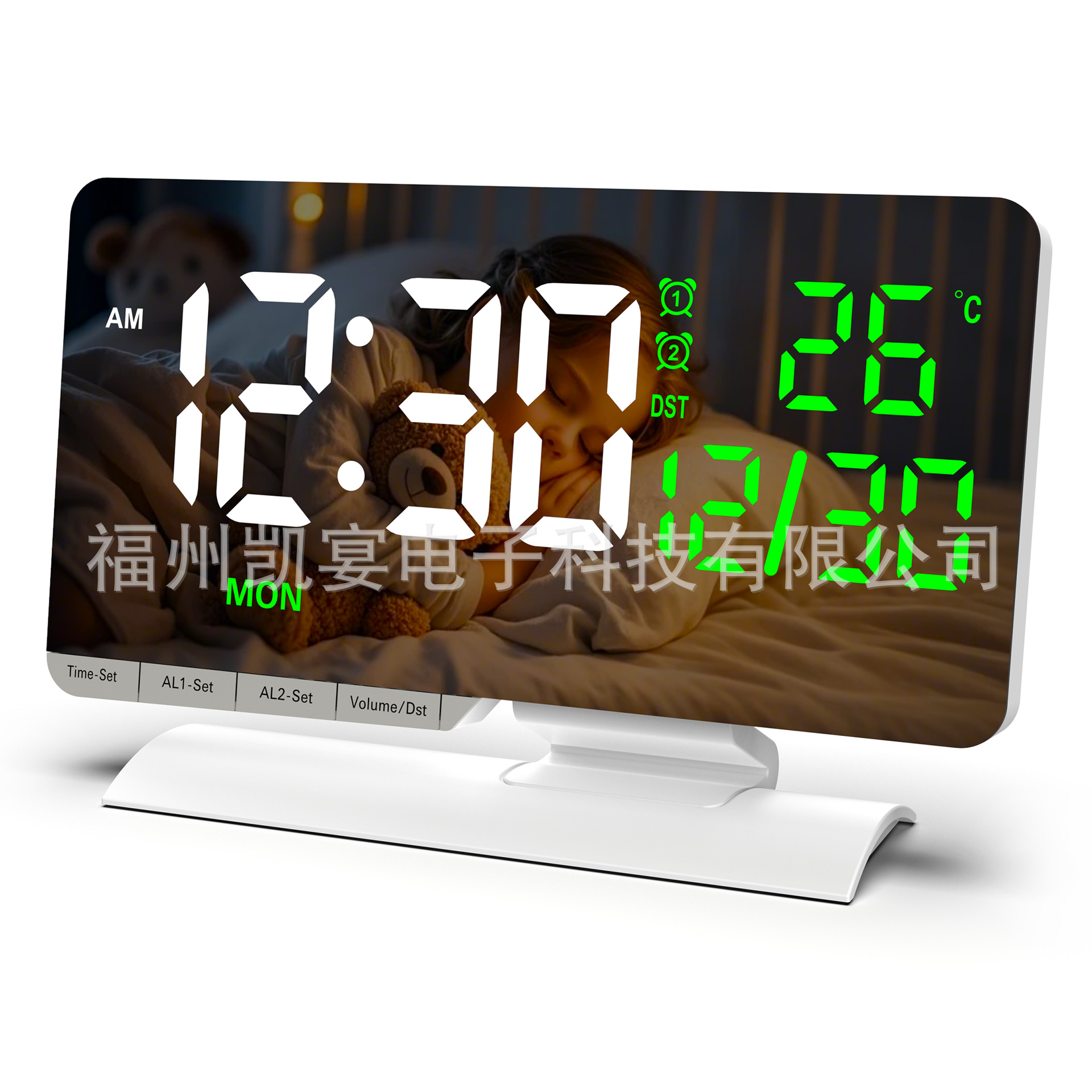 2026 New Temperature Calendar Week Electronic Clock LED Mirror Daylight Saving Time Desktop Electronic Alarm Clock