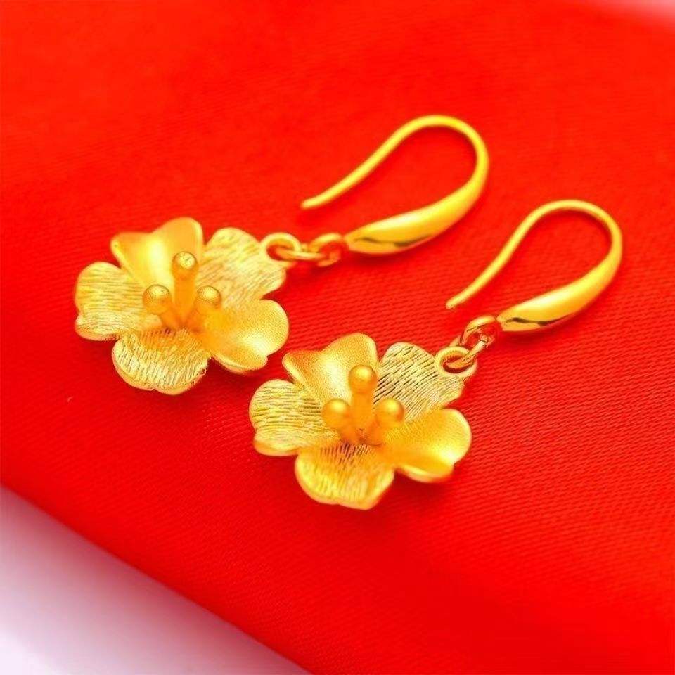 Gold shop sand gold electroplated small flower ear hook earrings live streaming supply