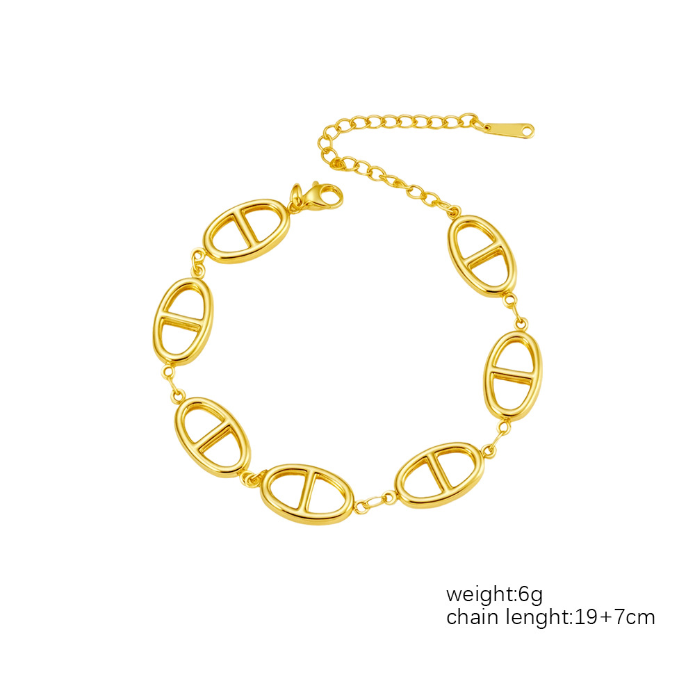 Stainless steel hollow bracelet for women, cross chain, 18K handmade chain