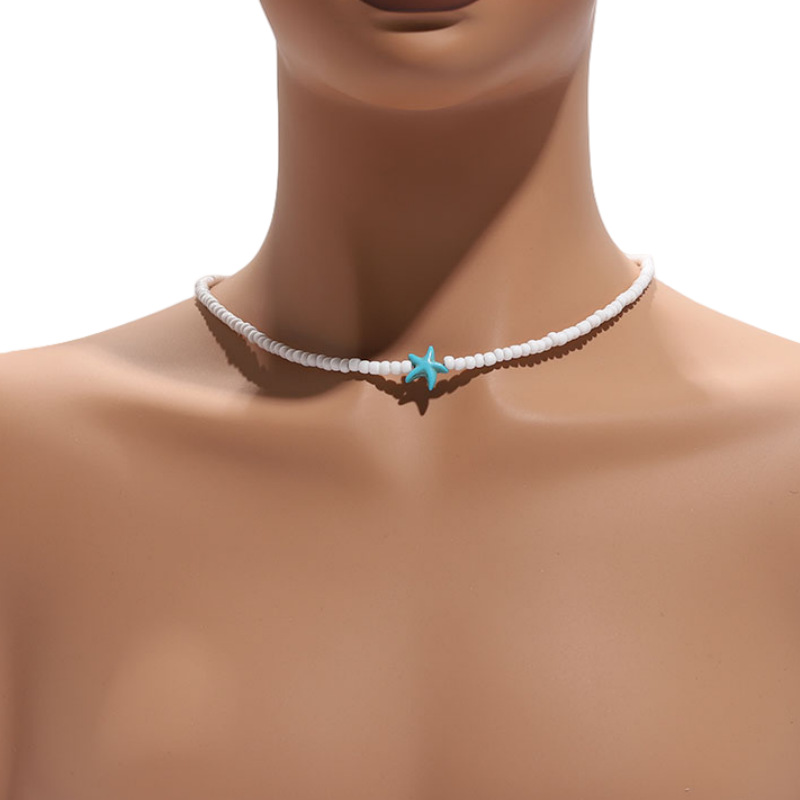 Couple bohemian bead necklace handmade beaded锁骨链 beach starfish accessories wholesale