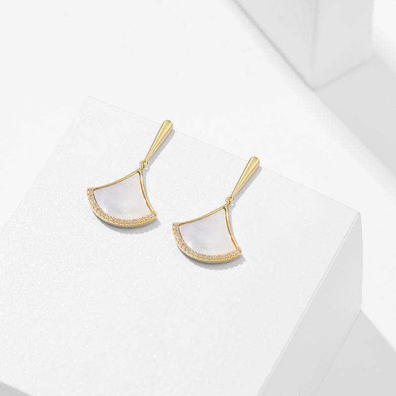 Outina new fan shape shell earrings niche earrings ear accessories