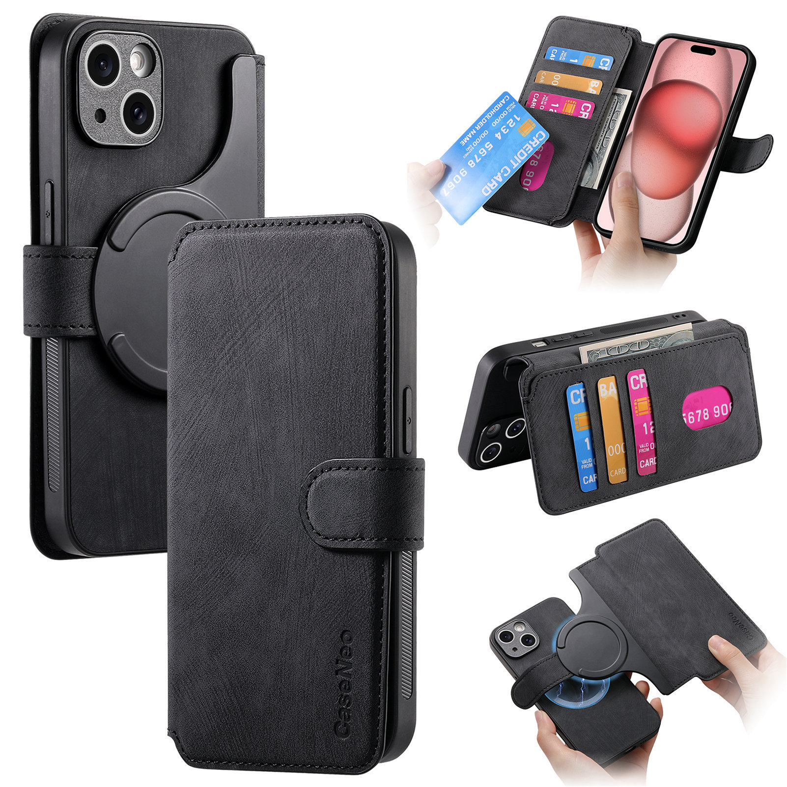 New magnetic detachable for Apple 18 phone case Magsafe strong magnetic iPhone18 flip leather case 14p case