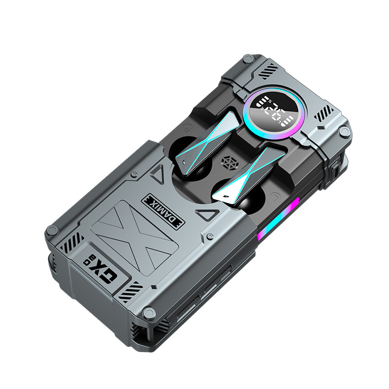 Strict selection DX08 wireless Bluetooth earphone mechanical metal sense TWS noise reduction digital display power bank long battery life e-sports style