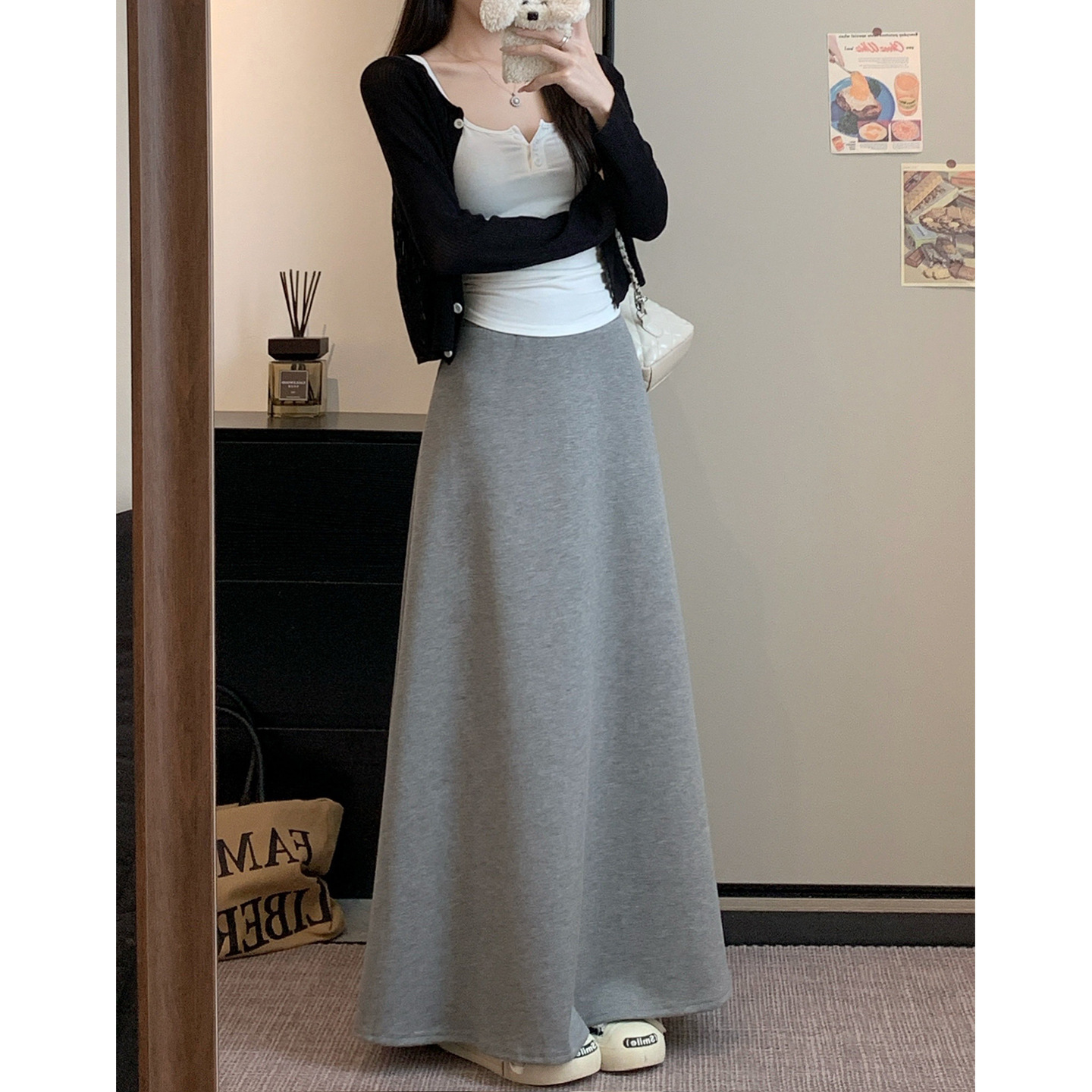 Muzilian Spring/Summer New High-Waist Wind Half Skirt Women Casual Midi Skirt Women