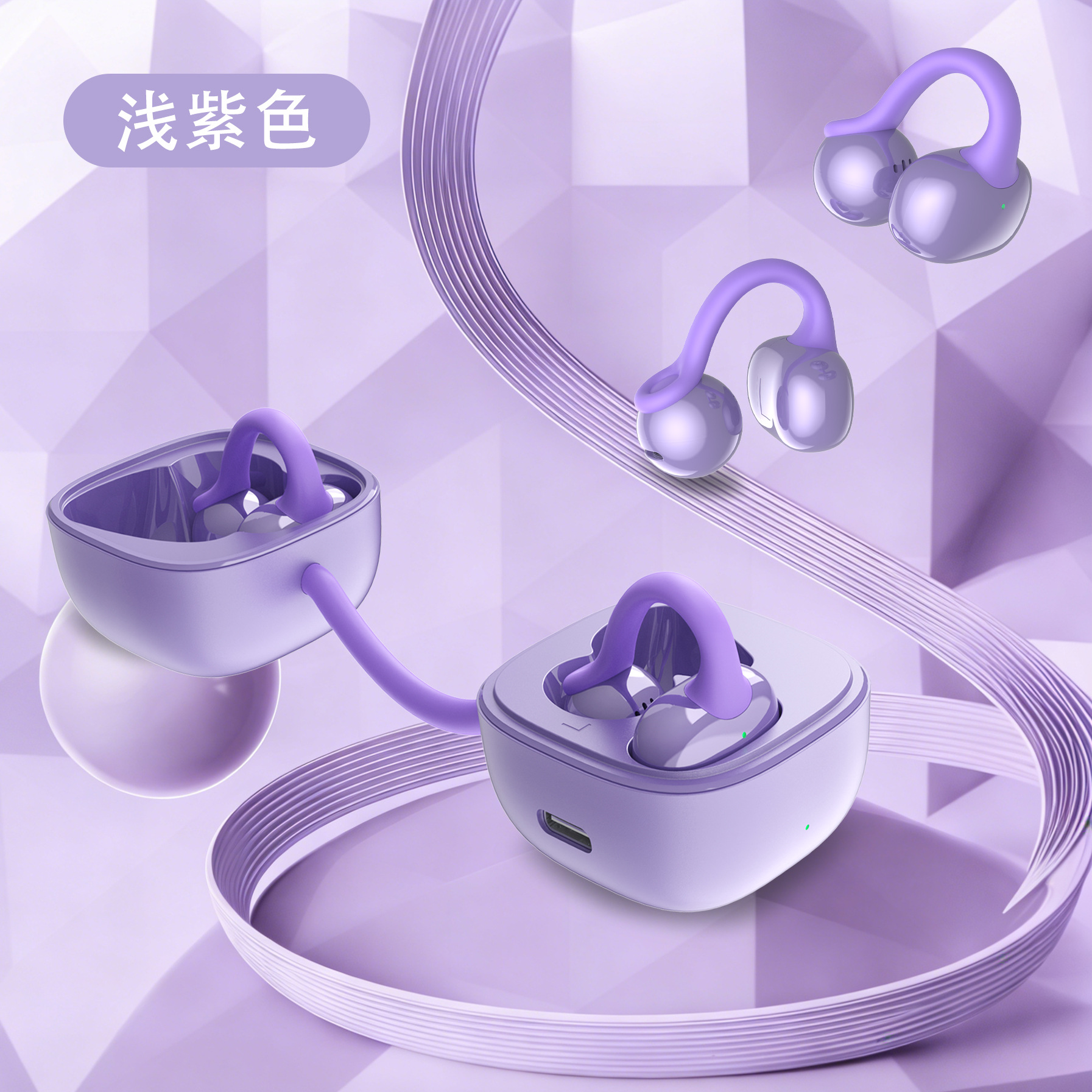 Ugetus New Wireless AI Translation Bluetooth Earbuds Clip-on Sports Running Earbuds Long Battery Life Call Noise Reduction