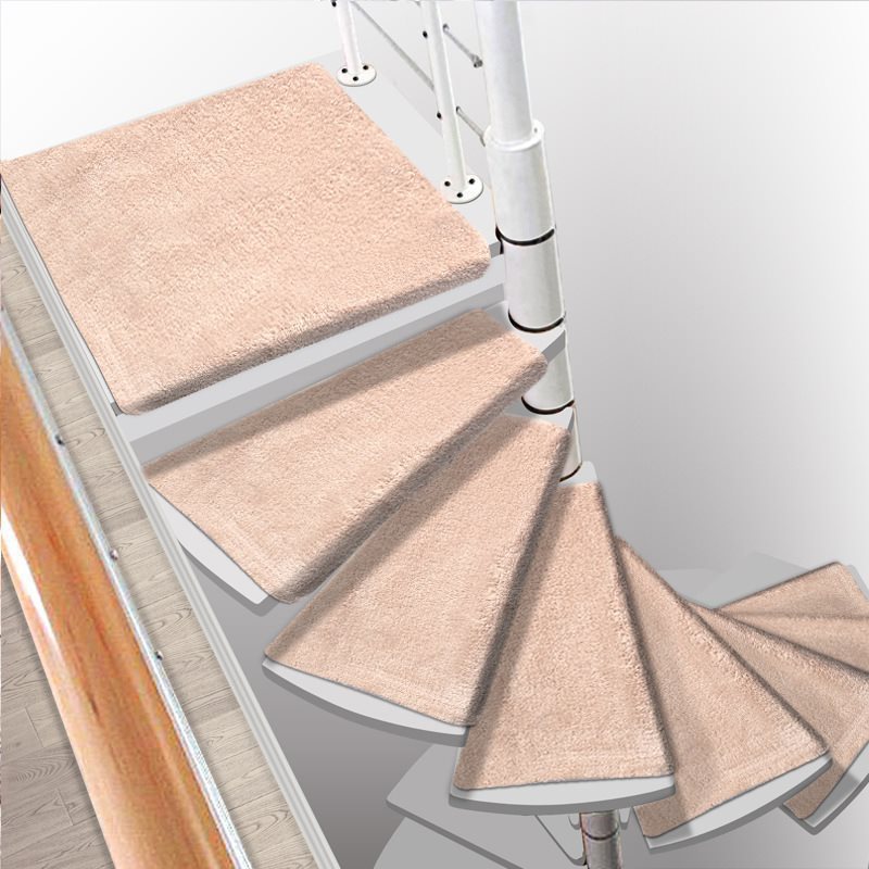 Solid color spiral stair mat self-adhesive non-slip carpet glue-free tread mat solid wood duplex stair mat
